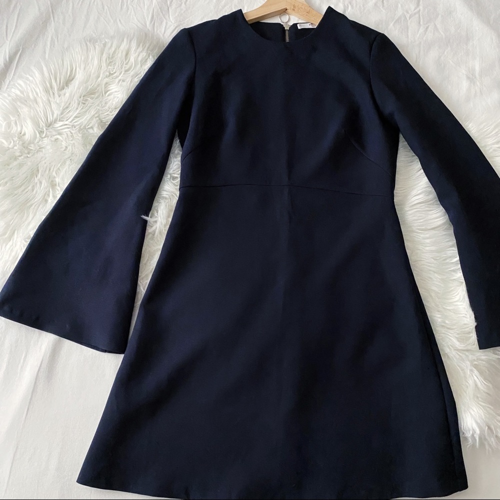 MNG • Belled Sleeve Navy Dress